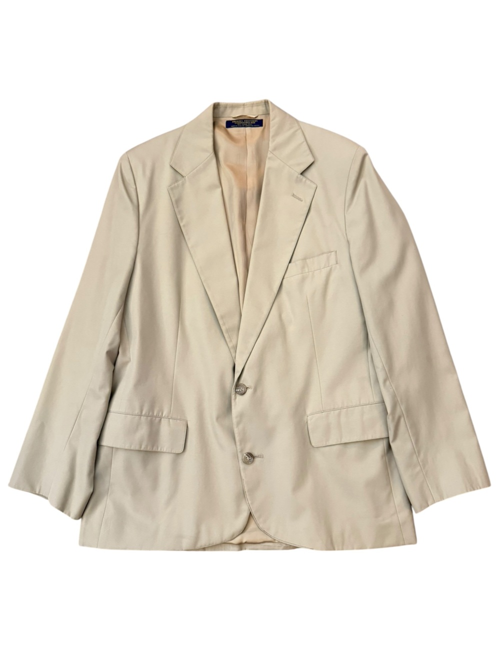 Vintage Brooks Brothers USA Cotton Twill Blazer Sport Coat Khaki Tan 44R Preppy